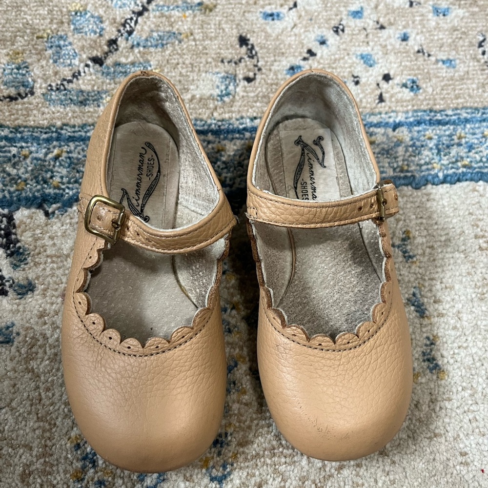 Zimmerman Camel Scalloped Mary Jane Shoes